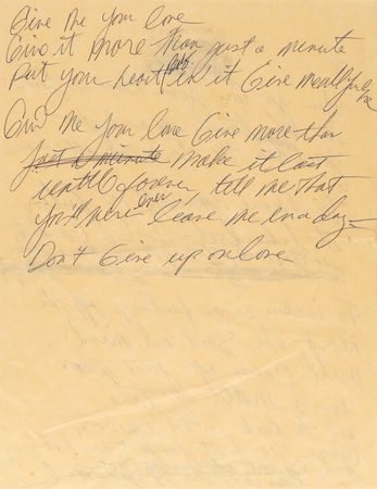 Lot #3517 Rick James Original Handwritten Song Lyrics for 'Don't Give up on Love' - Image 3