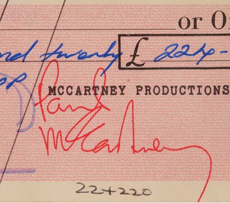 Lot #3031 Paul McCartney Signed 'McCartney Productions' Business Check - Two Months After Announcing His Beatles Departure - Image 2