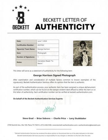 Lot #3168 Beatles: George Harrison Signed Photograph - Image 2