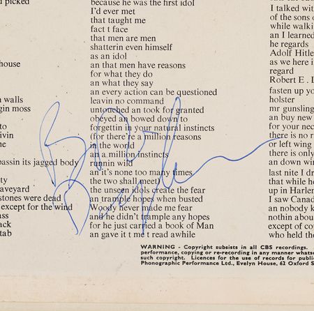 Lot #3207 Bob Dylan Signed Album - The Times They Are a-Changin' - Image 2