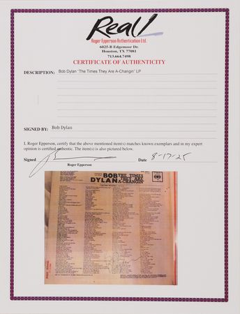 Lot #3207 Bob Dylan Signed Album - The Times They Are a-Changin' - Image 4