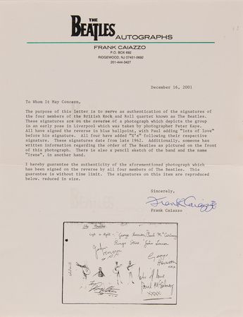 Lot #3008 Beatles Early Signed Photograph (c. 1962) - Image 4
