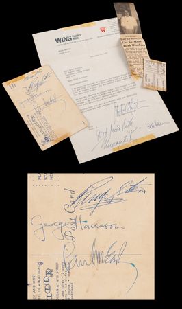 Lot #3018 Beatles Signatures - McCartney, Harrison, and Starr, Obtained at the Miami Deauville Hotel (1964 Ed Sullivan Show Appearance) - Image 1