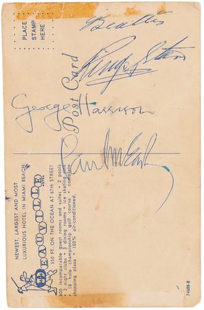 Lot #3018 Beatles Signatures - McCartney, Harrison, and Starr, Obtained at the Miami Deauville Hotel (1964 Ed Sullivan Show Appearance) - Image 3
