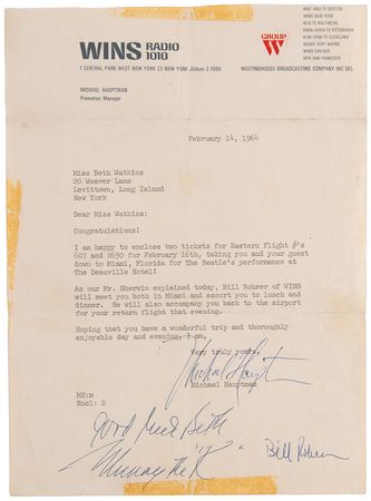 Lot #3018 Beatles Signatures - McCartney, Harrison, and Starr, Obtained at the Miami Deauville Hotel (1964 Ed Sullivan Show Appearance) - Image 5
