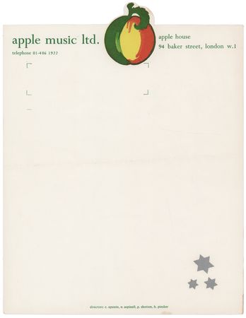 Lot #3140 Beatles: Apple Music Ltd. Letterhead