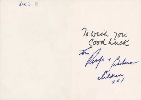 Lot #3197 Ringo Starr and Barbara Bach Signed Greeting Card - Image 1