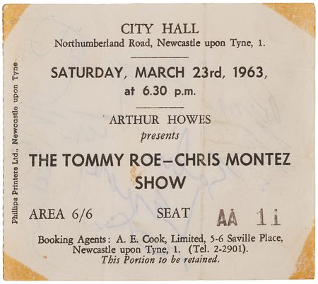 Lot #3003 Beatles Signed Concert Ticket (City Hall in Newcastle-Upon-Tyne, March 23, 1963) - Image 2