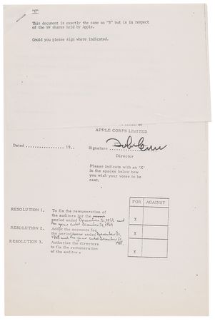 Lot #3020 John Lennon Document Signed for Python Music Limited - Image 3