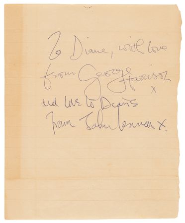 Lot #3021 John Lennon and George Harrison Signatures  - Dated to the Beatles' 1968 Stay at the Academy of Meditation with the Maharishi - Image 1