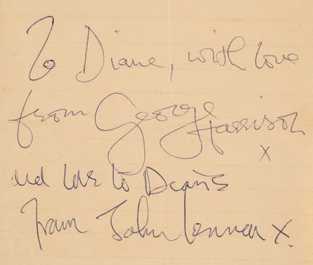 Lot #3021 John Lennon and George Harrison Signatures  - Dated to the Beatles' 1968 Stay at the Academy of Meditation with the Maharishi - Image 2