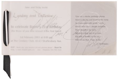Lot #3685 George Michael Signed Invitation - Image 2