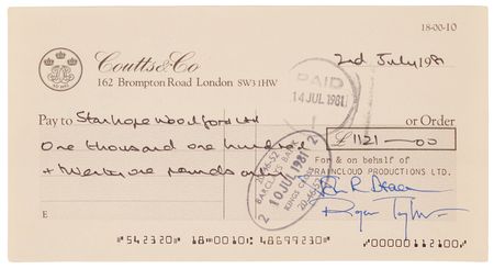 Lot #3351 Queen (3) Business Checks Signed by Each Band Member - Image 3