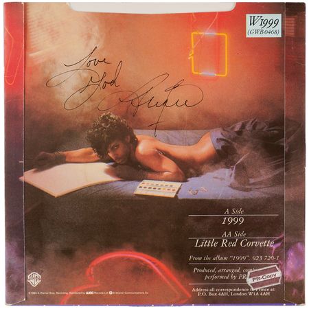 Lot #3635 Prince Signed 45 RPM Promo Single - '1999 / Little Red Corvette' - Image 1