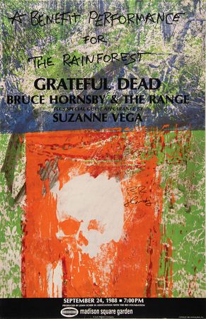 Lot #3329 Grateful Dead: Jerry Garcia and Bob Weir Signed Program, with Bruce Hornsby Signed Poster for the Rainforest Benefit - Image 4