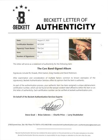 Lot #3596 The Cars Signed Album - The Cars - Image 5