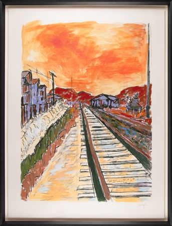 Lot #3201 Bob Dylan Massive Original Mixed Media Painting - 'Side Tracks' - Image 1
