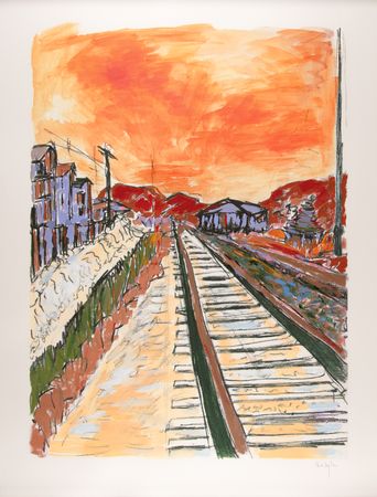 Lot #3201 Bob Dylan Massive Original Mixed Media Painting - 'Side Tracks' - Image 2
