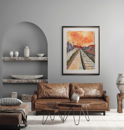 Lot #3201 Bob Dylan Massive Original Mixed Media Painting - 'Side Tracks' - Image 6