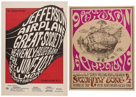 Lot #3437 Jefferson Airplane (2) 1966-67 California Concert Posters (14? x 20? and 17? x 22?) - Image 1