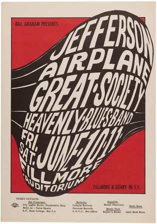 Lot #3437 Jefferson Airplane (2) 1966-67 California Concert Posters (14? x 20? and 17? x 22?) - Image 2