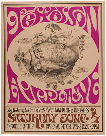 Lot #3437 Jefferson Airplane (2) 1966-67 California Concert Posters (14? x 20? and 17? x 22?) - Image 3