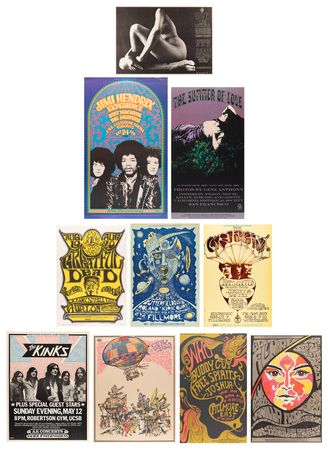 Lot #3406 Concert Poster Lot of (10) with Grateful Dead, Jimi Hendrix, and The Kinks - Image 1