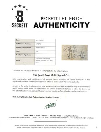 Lot #3413 Beach Boys Signatures - Image 2