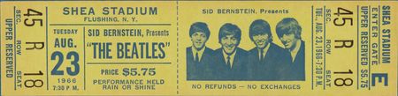 Lot #3129 Beatles 1966 Shea Stadium Concert Ticket and Flyer - Image 3