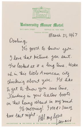 Lot #3470 Leonard Cohen Autograph Letter Signed to His Hydra Muse, Marianne Ihlen - Image 2