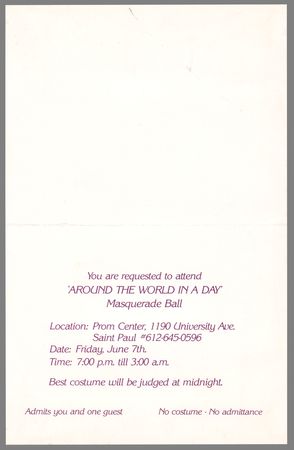 Lot #3650 Prince 1985 Masquerade Ball Invitation (