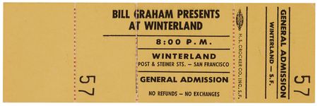 Lot #3585 Sex Pistols Unused Winterland Ballroom Ticket (January 14, 1978) - The Final Concert of the Sid Vicious Era - Image 2