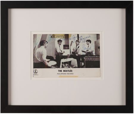 Lot #3006 Beatles Rare, Early Signed 1962 Parlophone Promo Card - The First to Feature Ringo Starr - Image 1