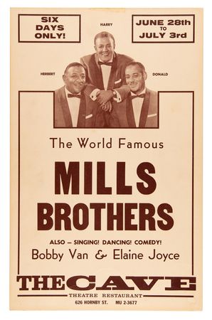 Lot #3531 Mills Brothers 1970s Vancouver Concert Poster (14˝ x 22˝) - Image 2