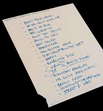 Lot #3251 Mick Jagger Handwritten 19-Song Rolling