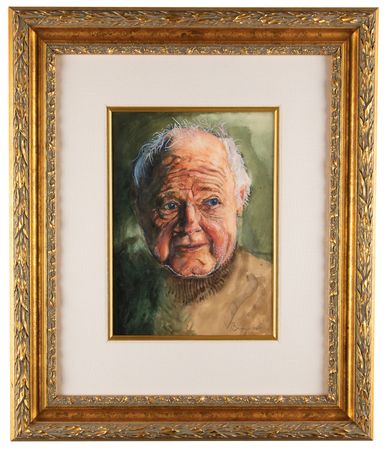 Lot #3362 Tony Bennett Original Watercolor Portrait Painting of Mickey Rooney - Presented to the Legendary Hollywood Actor - Image 1