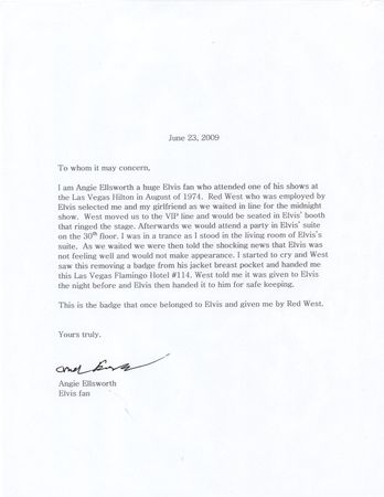 Lot #3386 Elvis Presley Flamingo Hilton Security Badge (1974) - Image 3