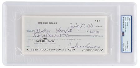 Lot #3682 Madonna Signed Check