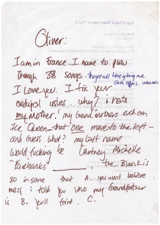 Lot #3681 Courtney Love Autograph Letter Signed to Filmmaker Oliver Stone - Image 1
