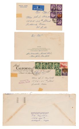 Lot #3395 Buddy Holly: Joe Mauldin Archive of (19) Early Letters and Postcards Dated to The Crickets' 1957-1958 Concert Tours - 
