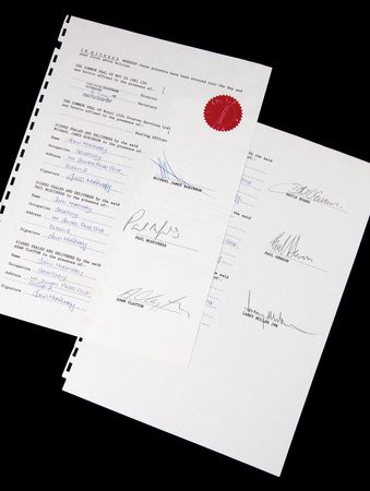 Lot #3591 U2 Document Signed with Their Legal Names (1990) - Image 1