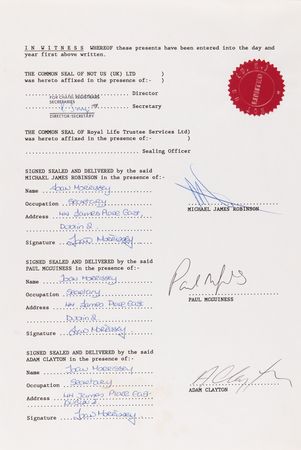 Lot #3591 U2 Document Signed with Their Legal Names (1990) - Image 4