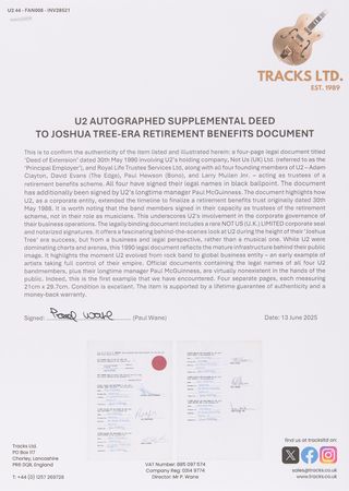 Lot #3591 U2 Document Signed with Their Legal Names (1990) - Image 7