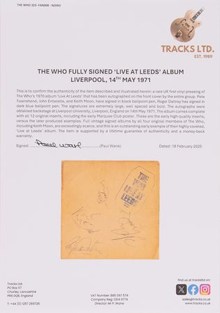 Lot #3292 The Who Rare Fully Signed 'Live at Leeds' Album with All (12) Original Inserts - Image 23
