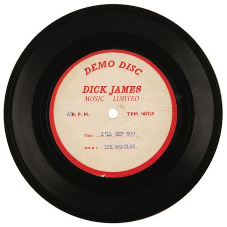 Lot #3053 Beatles Dick James Music 'Demo Disc' Acetate for 