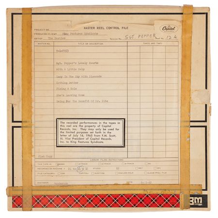 Lot #3083 Beatles US Capitol Records Master Tape Reels for Sgt. Pepper's Lonely Hearts Club Band, Produced for King Features Syndicate - Image 3