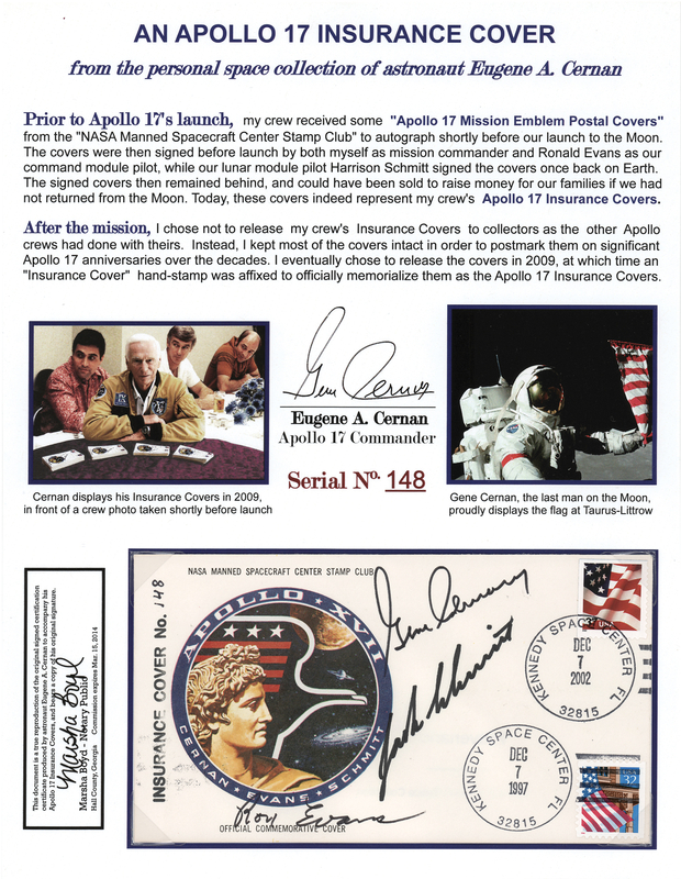 Lot 201 Apollo 17 Crew-Signed Anniversary Cover - From the Collection of Gene Cernan