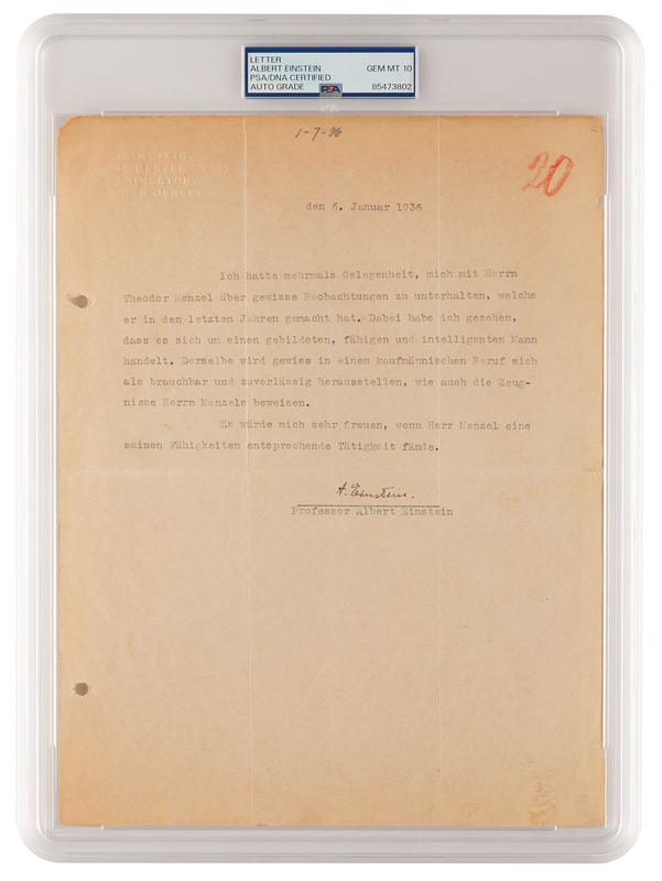 Lot 110 Albert Einstein Typed Letter Signed - PSA GEM MINT 10