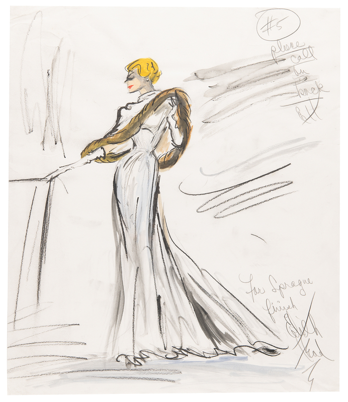 Lot 583 Edith Head Signed Original Costume Sketch for Jill Clayburgh in Gable and Lombard