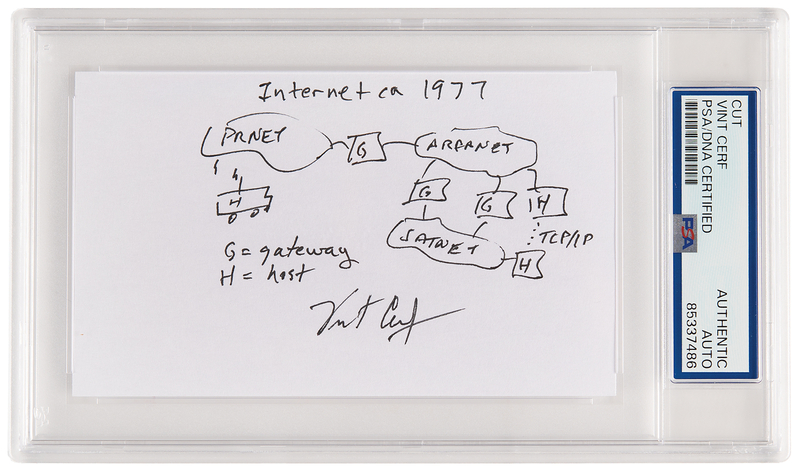 Lot 128 Vint Cerf Signed Sketch of the 